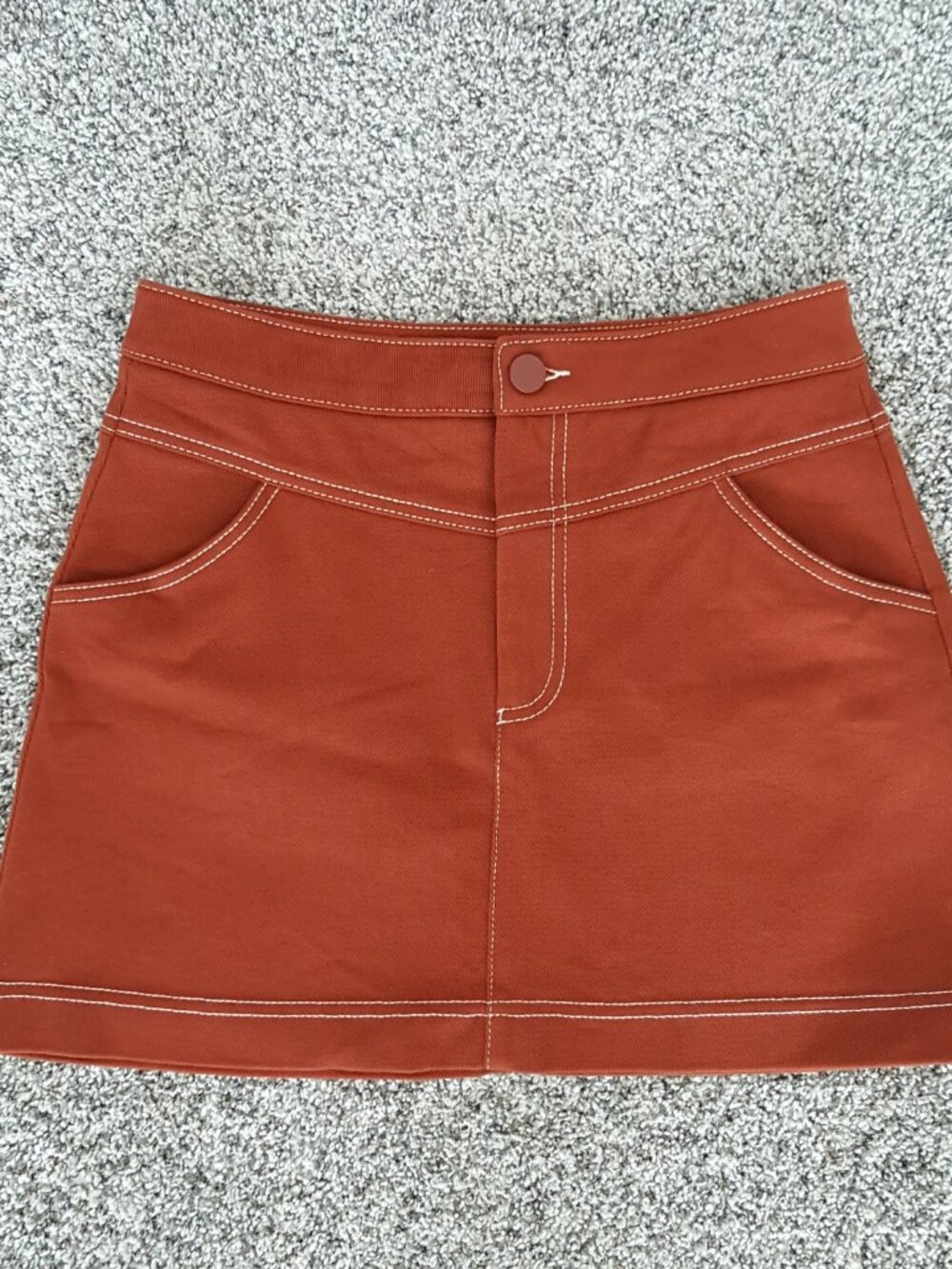 ZARA A-line Seamed Mini Skirt Front Pockets Contrasting Cargo Western Denim - Picture 3 of 10